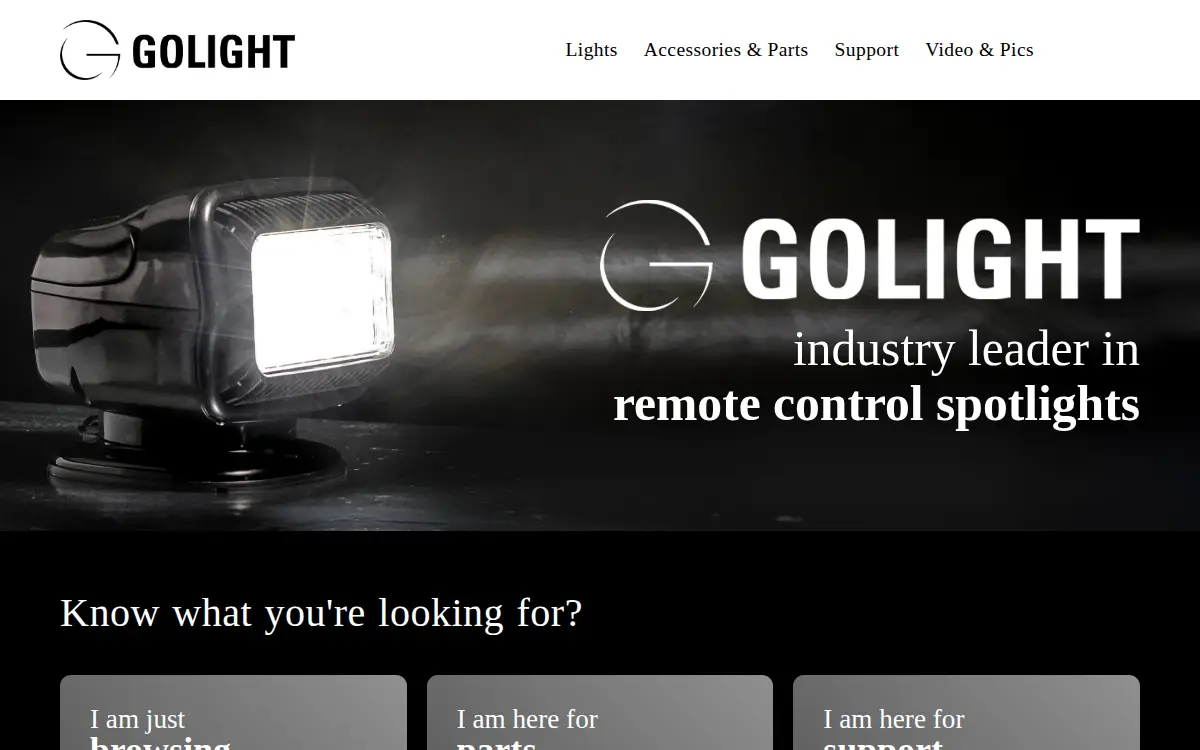Homepage of Golight, INC