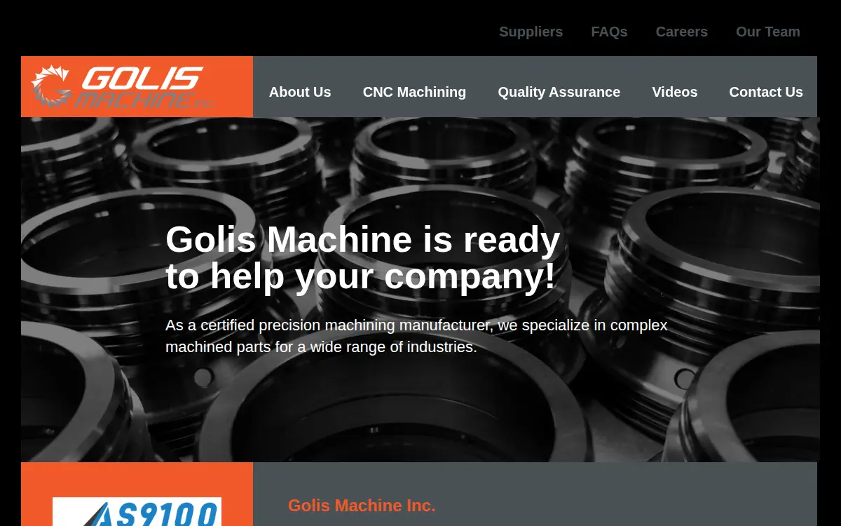 Homepage of Golis Machine Incorporated