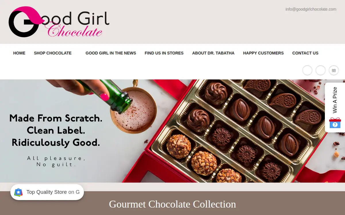 Homepage of Good Girl Chocolate LLC