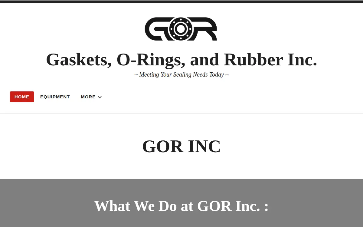 Homepage of Gaskets Orings Rubber INC
