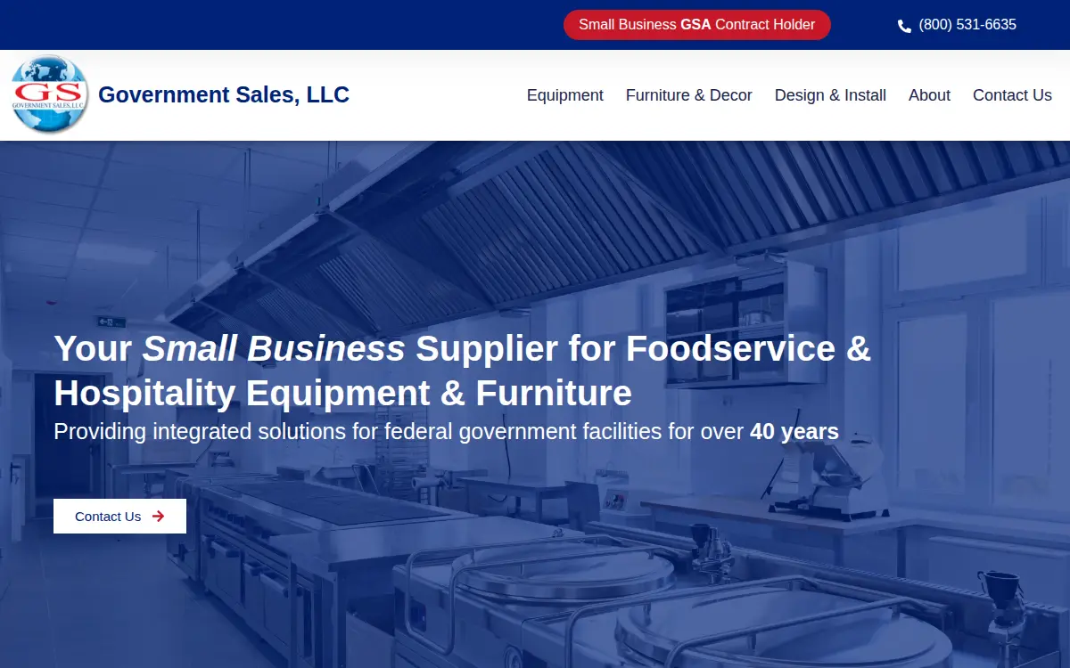 Homepage of Government Sales, LLC