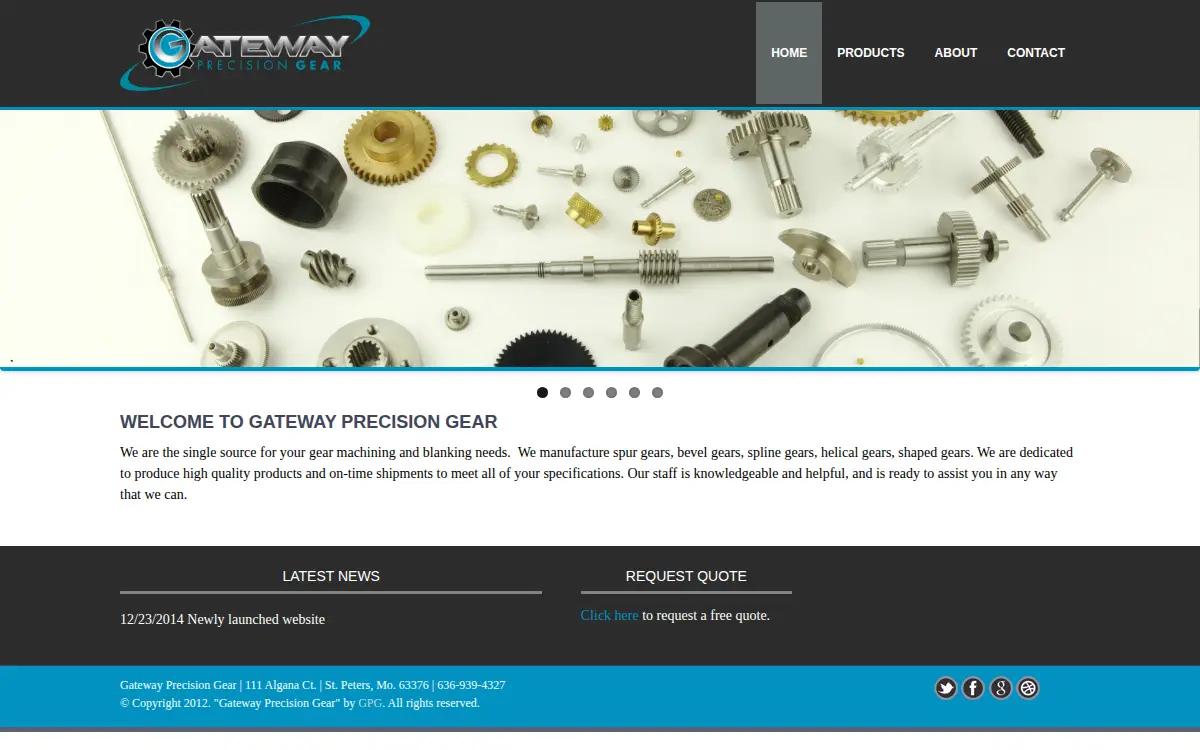 Homepage of Gateway Precision Gear, INC