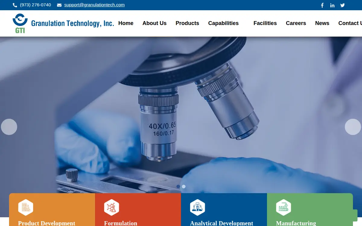 Homepage of Granulation Technology, INC