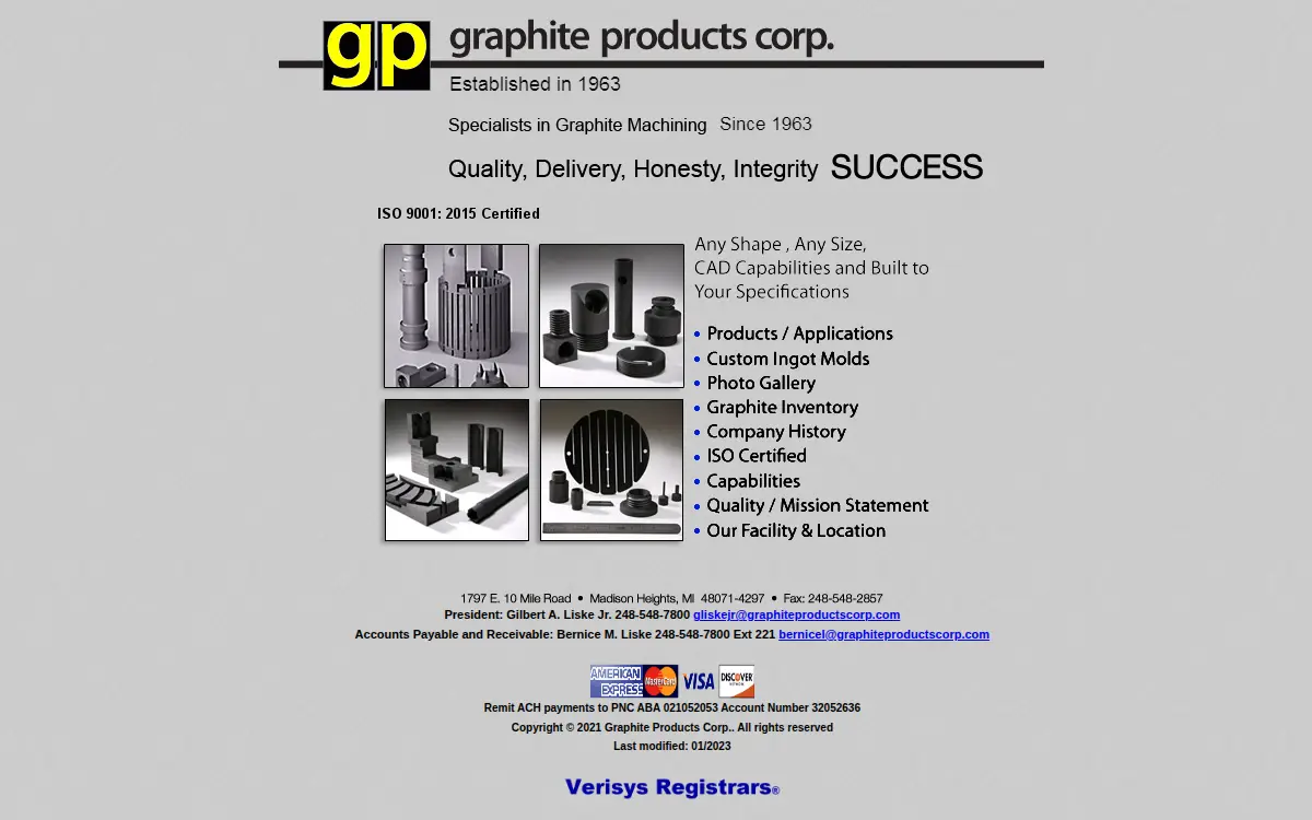 Homepage of Graphite Products CORP