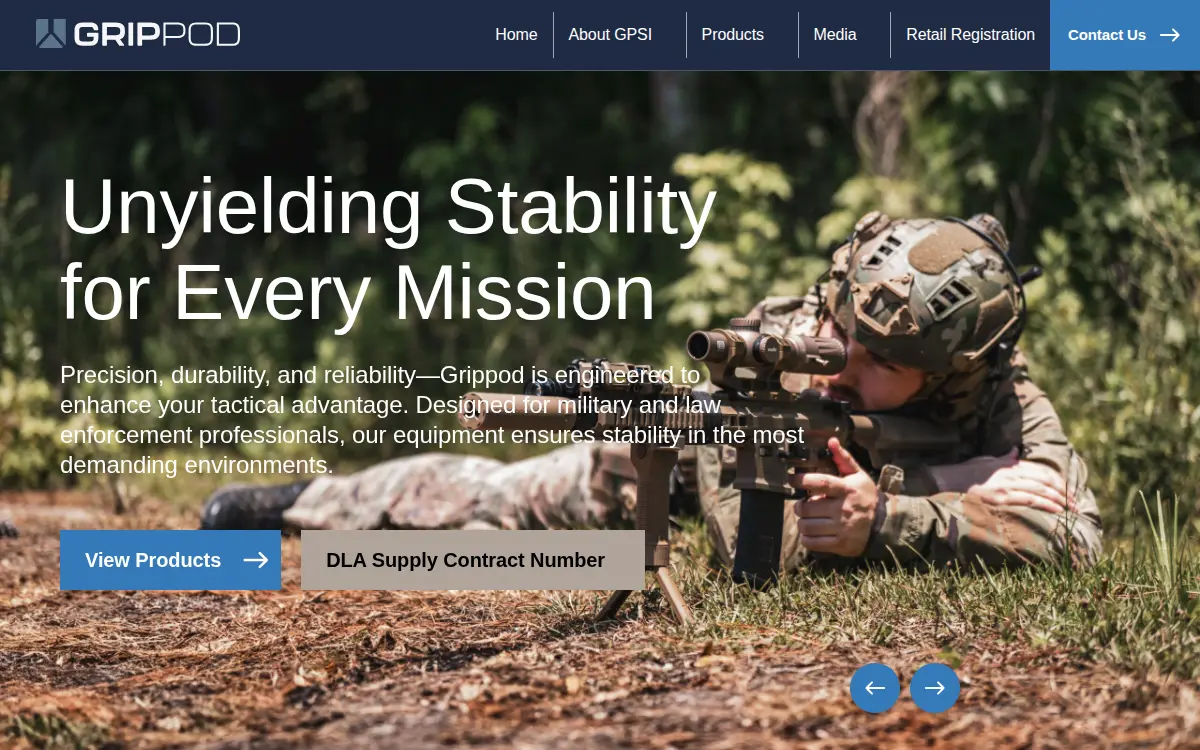 Homepage of Grip Pod Systems International LLC