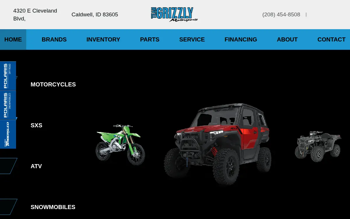 Homepage of Grizzly Sports of Idaho, INC.