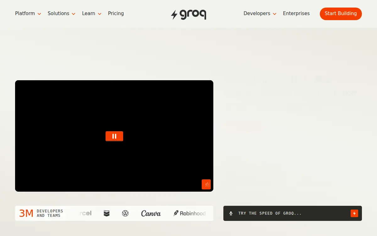 Homepage of Groq, INC.