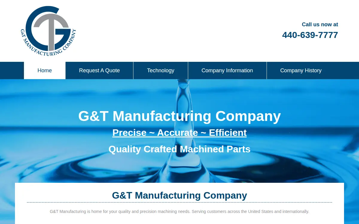 Homepage of G & T Manufacturing CO.