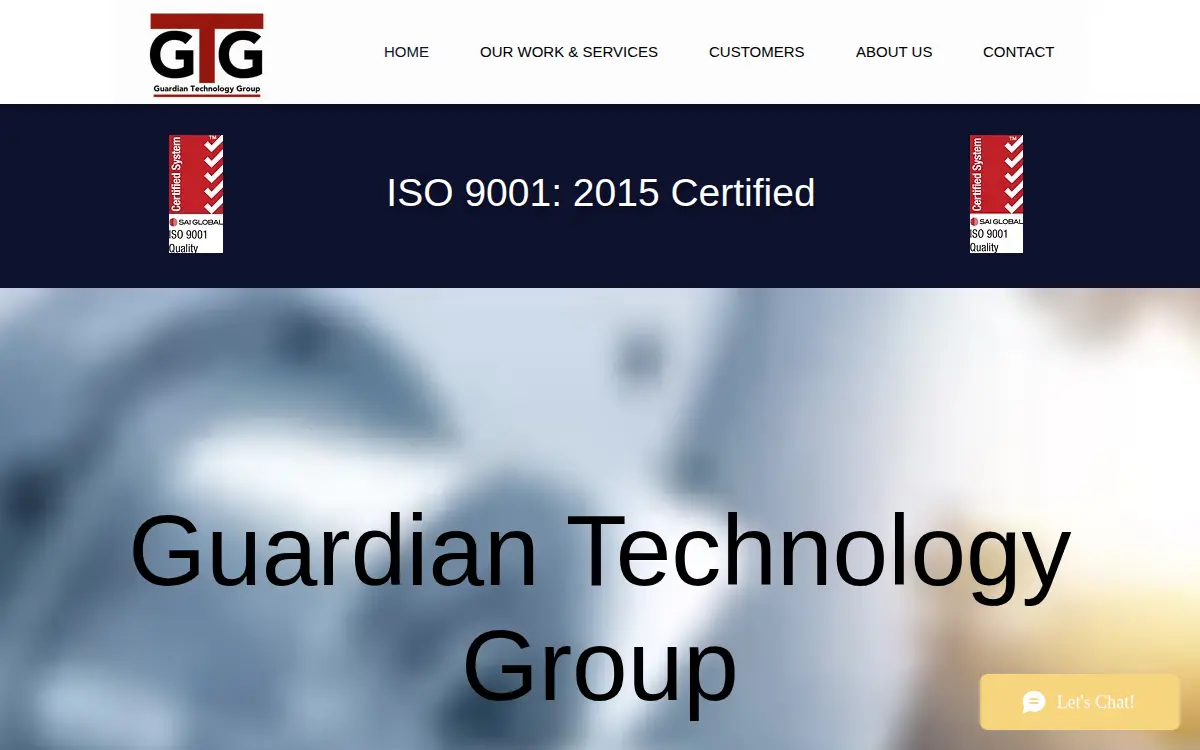 Homepage of Guardian Technology Group of Indiana LLC