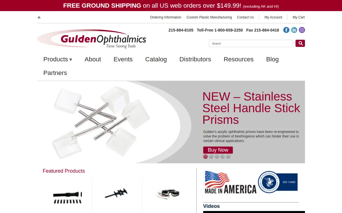 Homepage of Gulden Ophthalmics INC.