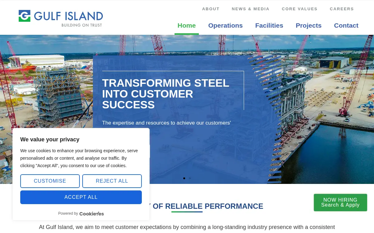 Homepage of Gulf Island, L.l.c