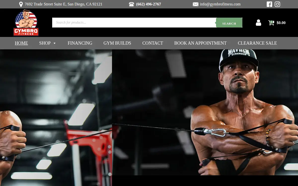 Homepage of Gym Bro Fitness LLC