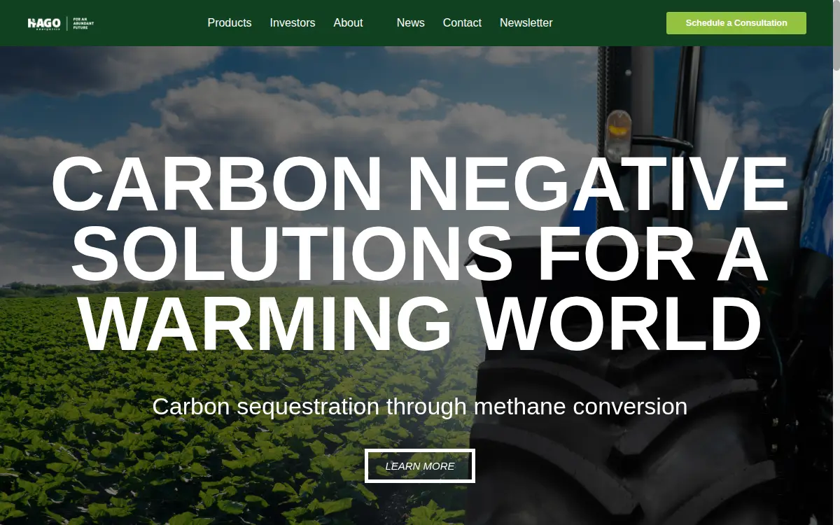 Homepage of Hago Energetics Benefit Corporation