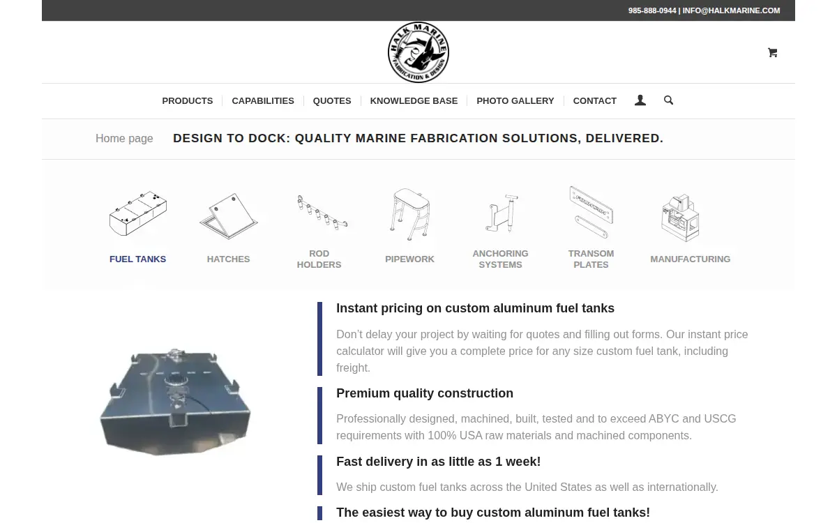 Homepage of Halk Marine Fabrication & Design LLC