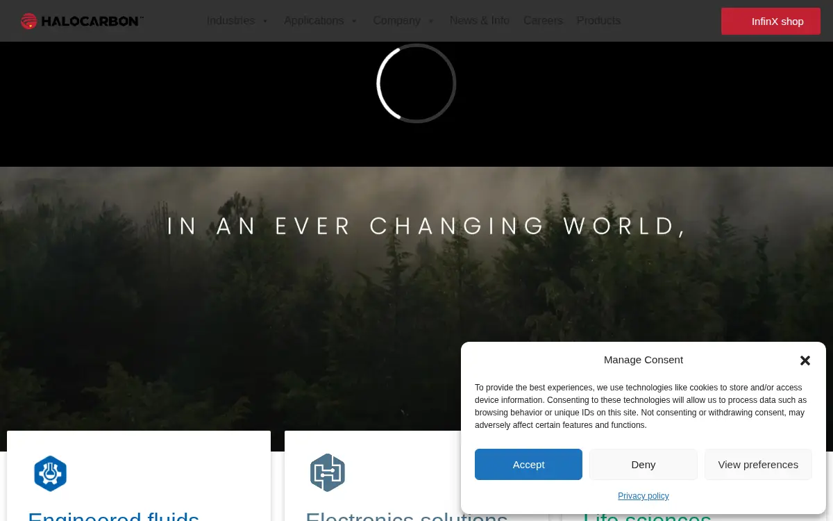 Homepage of Halocarbon LLC