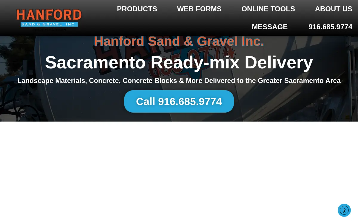 Homepage of Hanford Sand & Gravel, INC