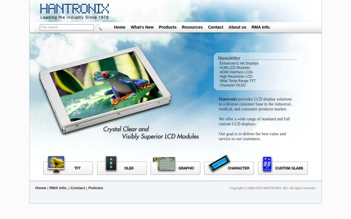 Homepage of Hantronix, INC.