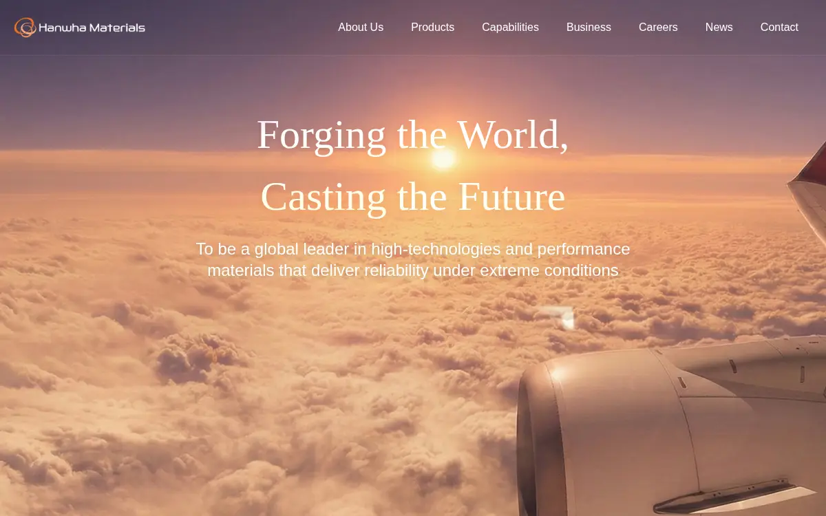 Homepage of Hanwha Materials Savannah, LLC