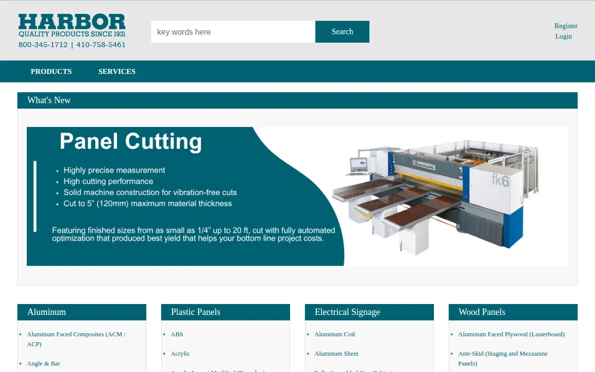 Homepage of The Harbor Sales Company