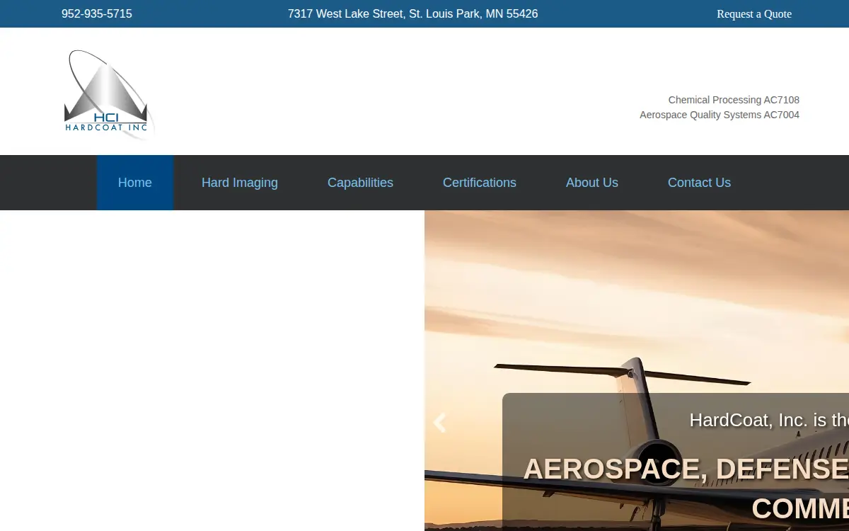 Homepage of Hardcoat Anodizing Company