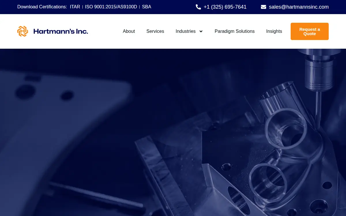 Homepage of Hartmann's, INC.