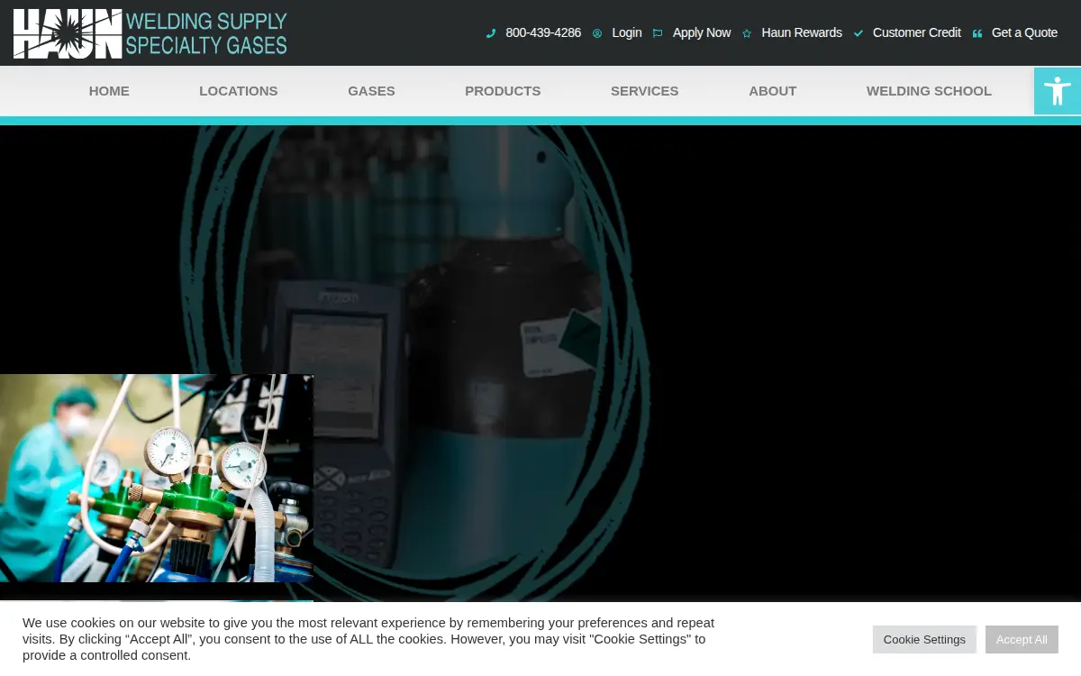 Homepage of Haun Specialty Gases, INC.