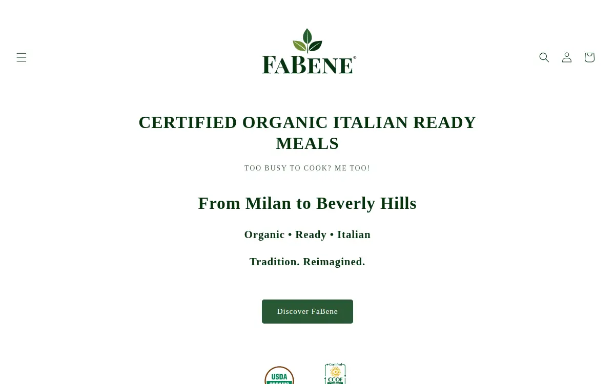 Homepage of Fabene and CO LLC