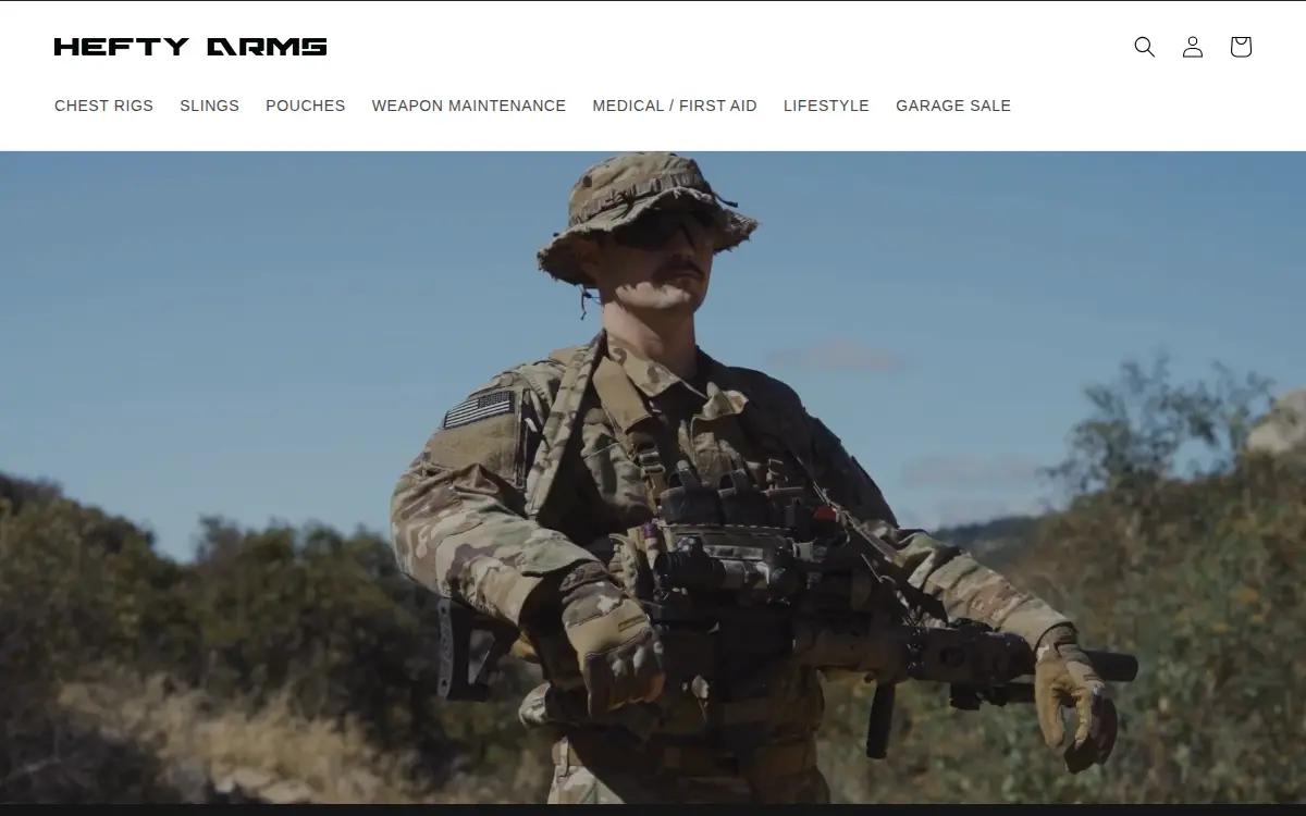 Homepage of Hefty Arms LLC