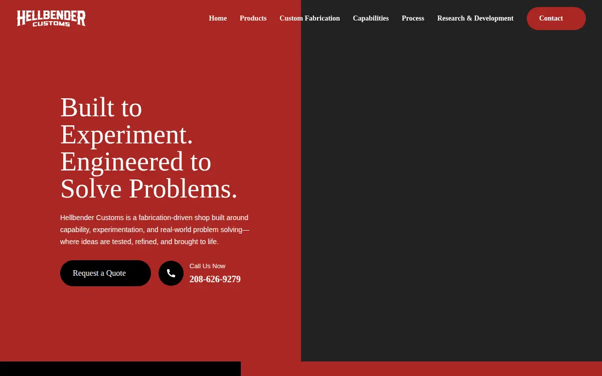 Homepage of Hellbender Customs LLC