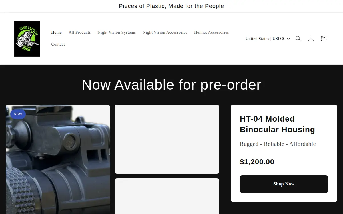 Homepage of Hero Tactical LLC