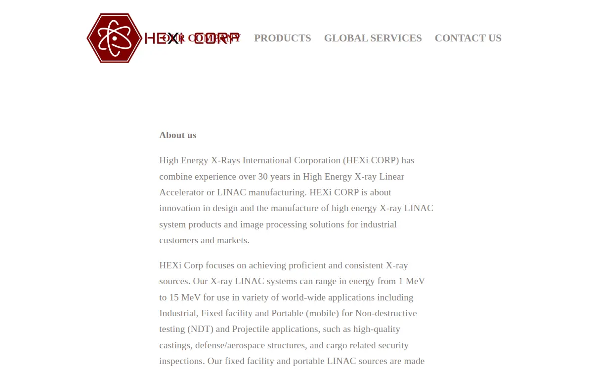 Homepage of High Energy X-rays International CORP.