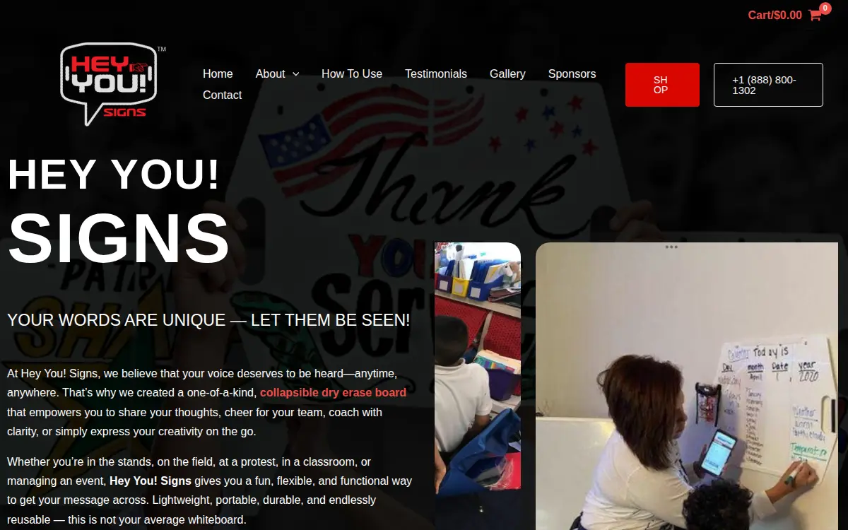 Homepage of Hey You! Signs LLC