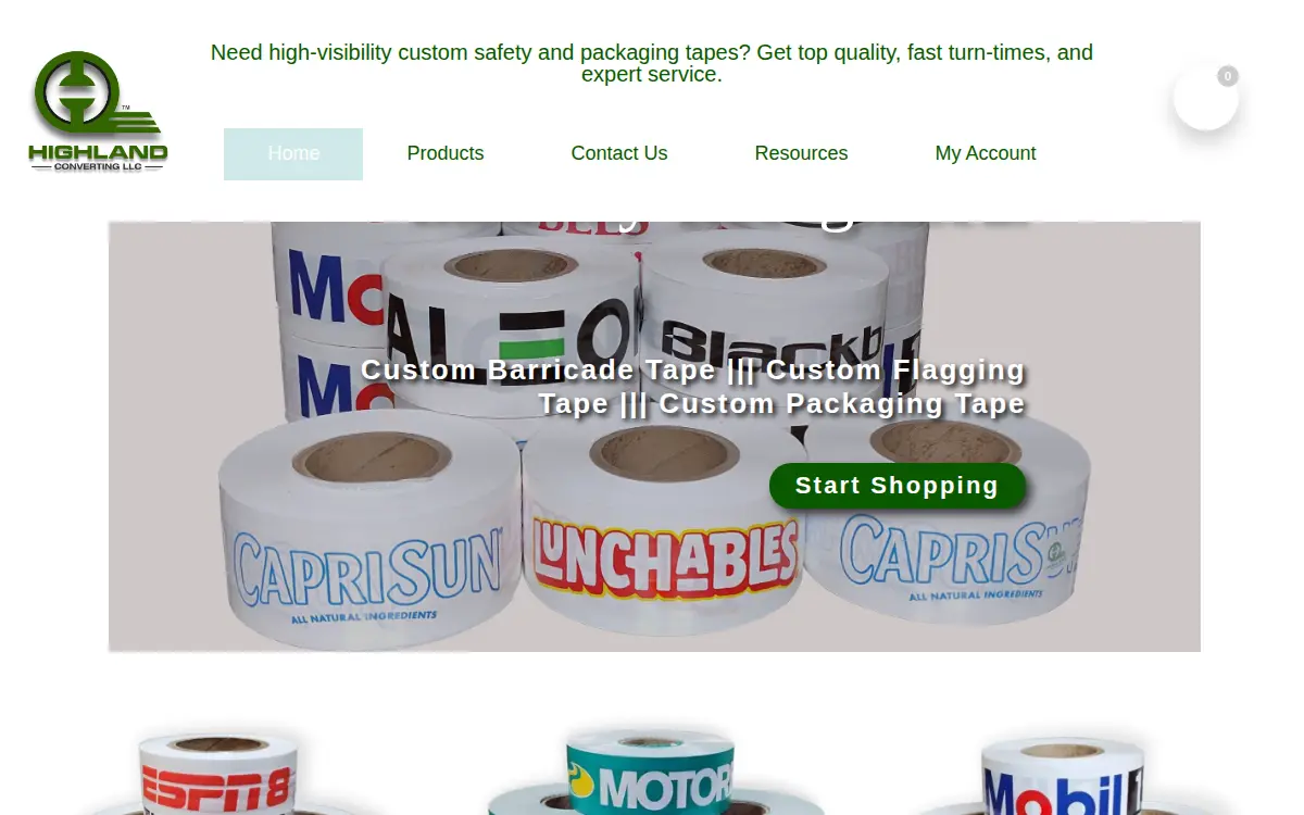 Homepage of Highland Converting LLC