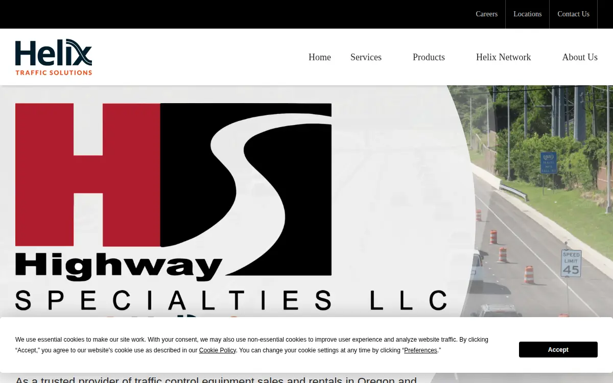 Homepage of Highway Specialties, LLC