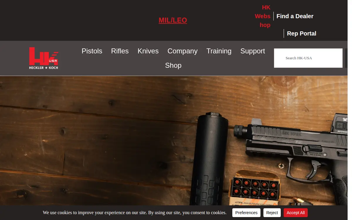 Homepage of Heckler & Koch Defense INC.