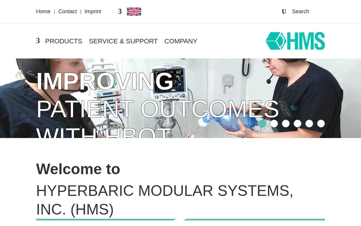Homepage of Hyperbaric Modular Systems, INC.
