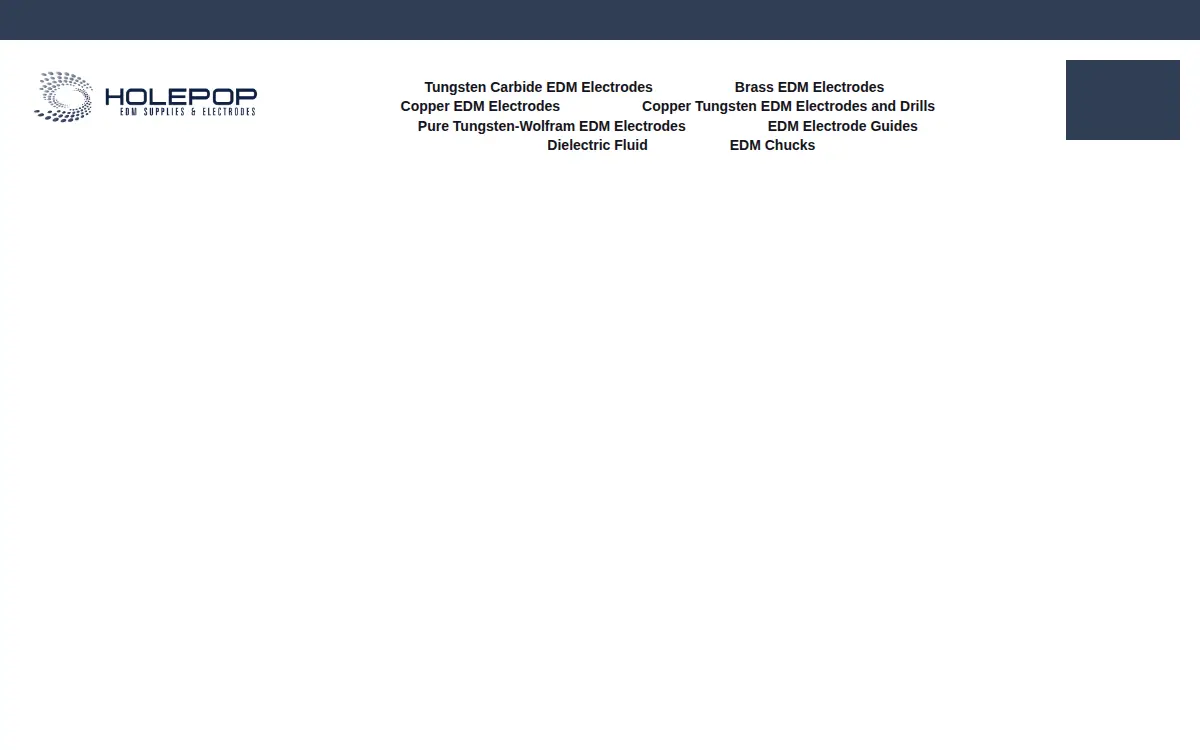 Homepage of Holepop Edm Supplies & Electrodes LLC