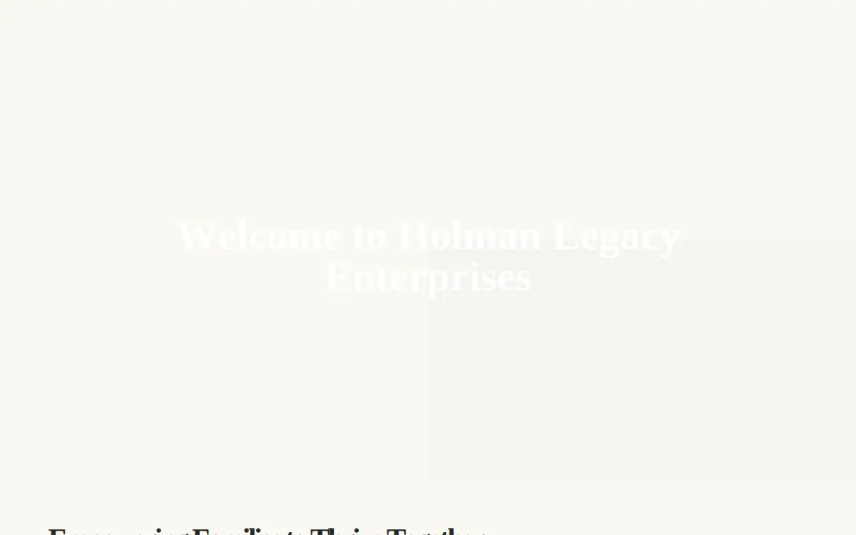 Homepage of Holman Legacy Enterprises LLC