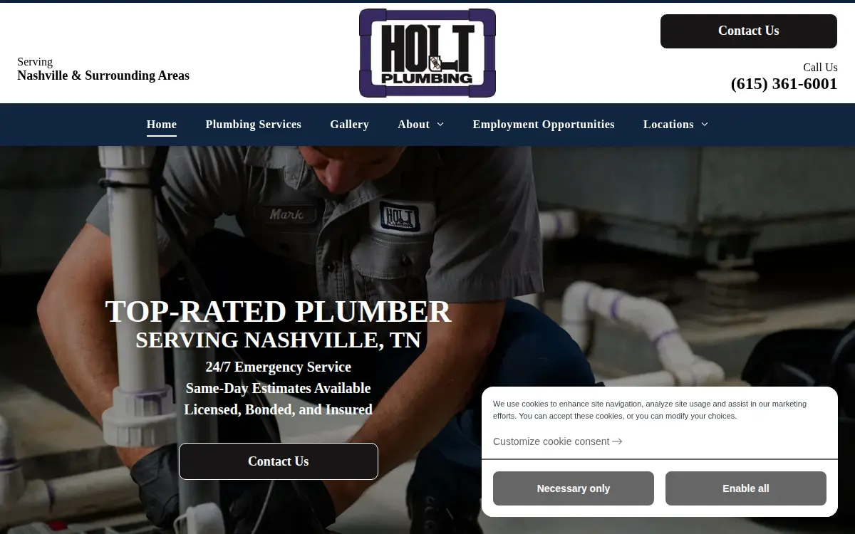 Homepage of Holt Plumbing Company, LLC