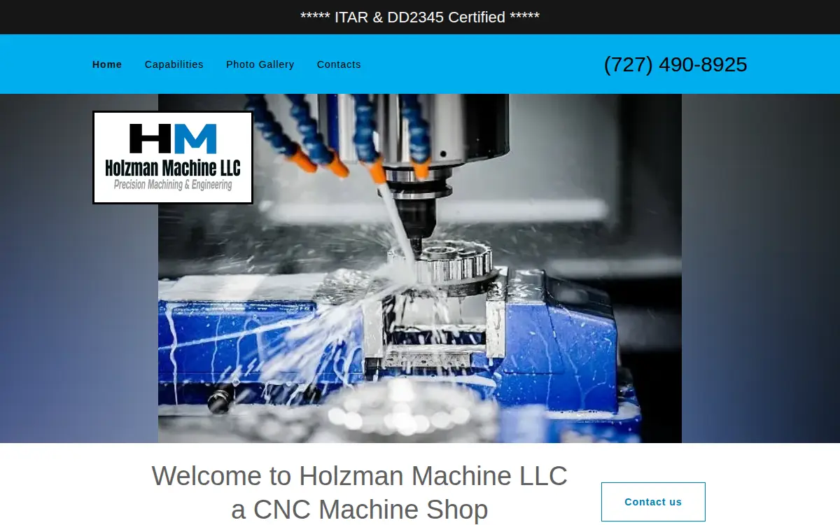 Homepage of Holzman Machine LLC