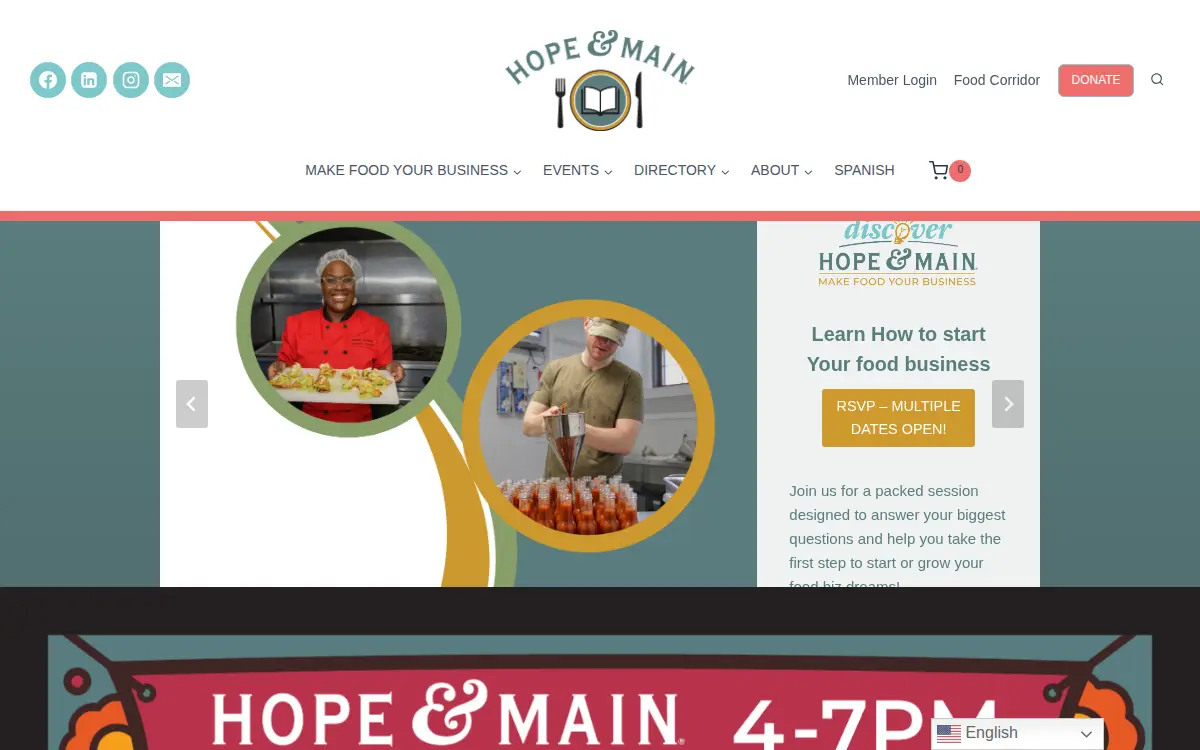 Homepage of Hope & Main Providence