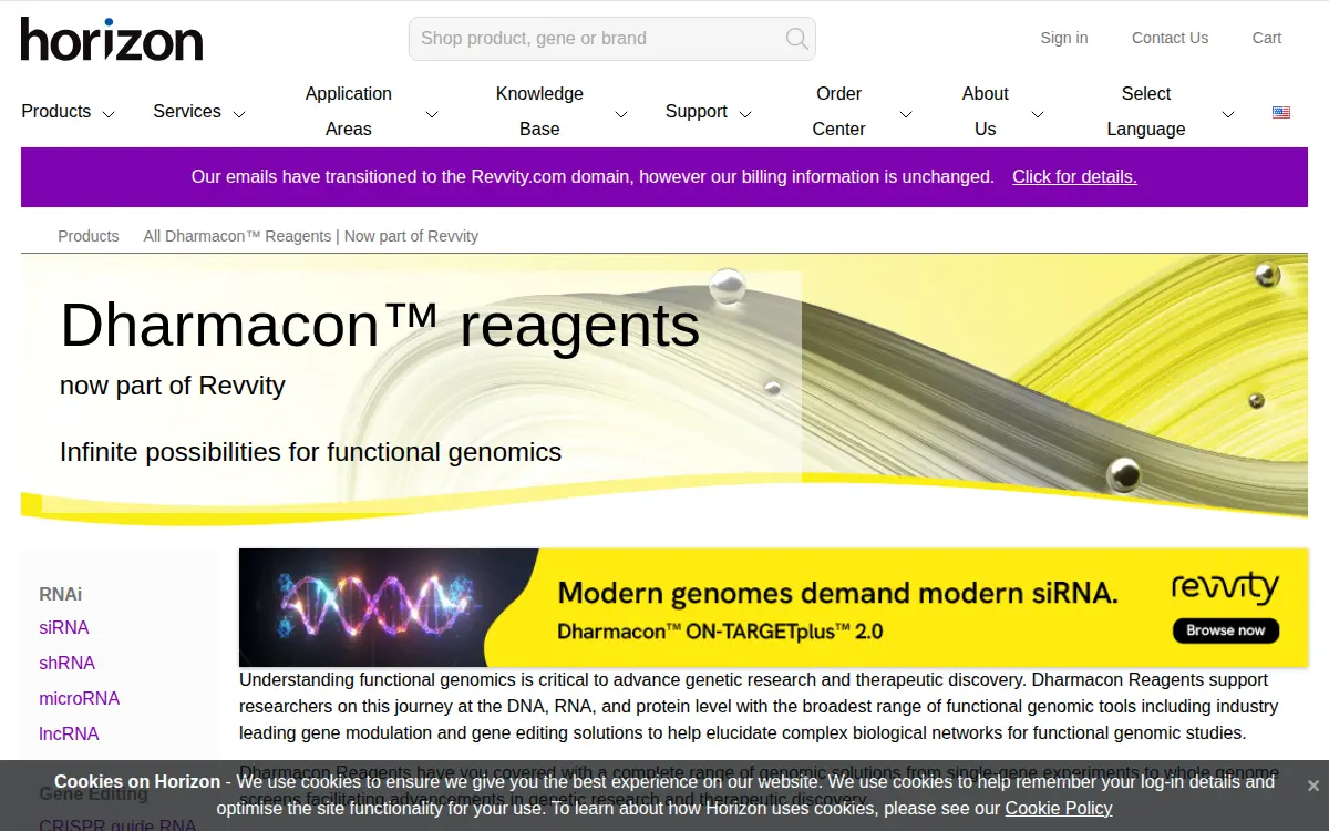 Homepage of Dharmacon, INC