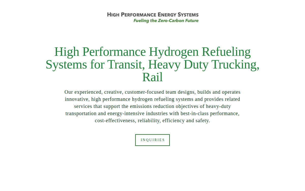 Homepage of High Performance Energy Systems, INC.