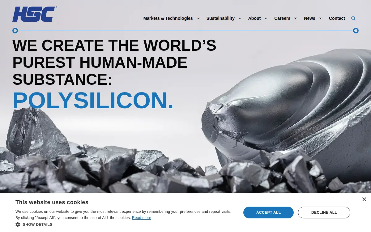Homepage of Hemlock Semiconductor Operations LLC