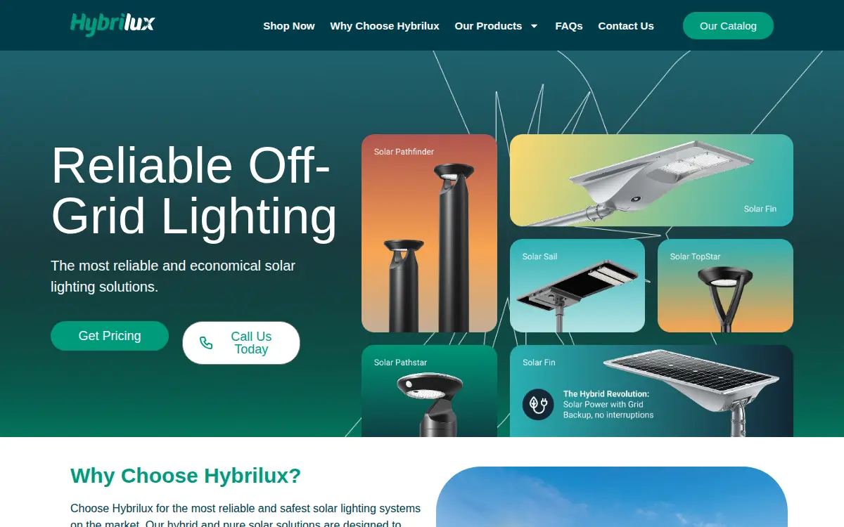 Homepage of Hybrilux, LLC