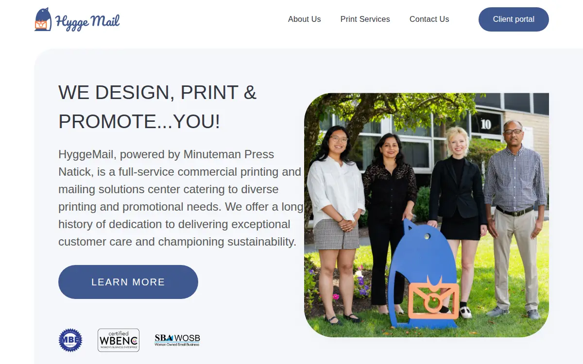 Homepage of Hyggemail LLC