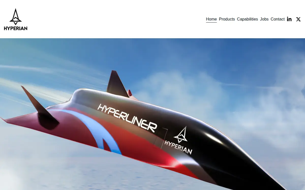 Homepage of Hyperian Aerospace LLC