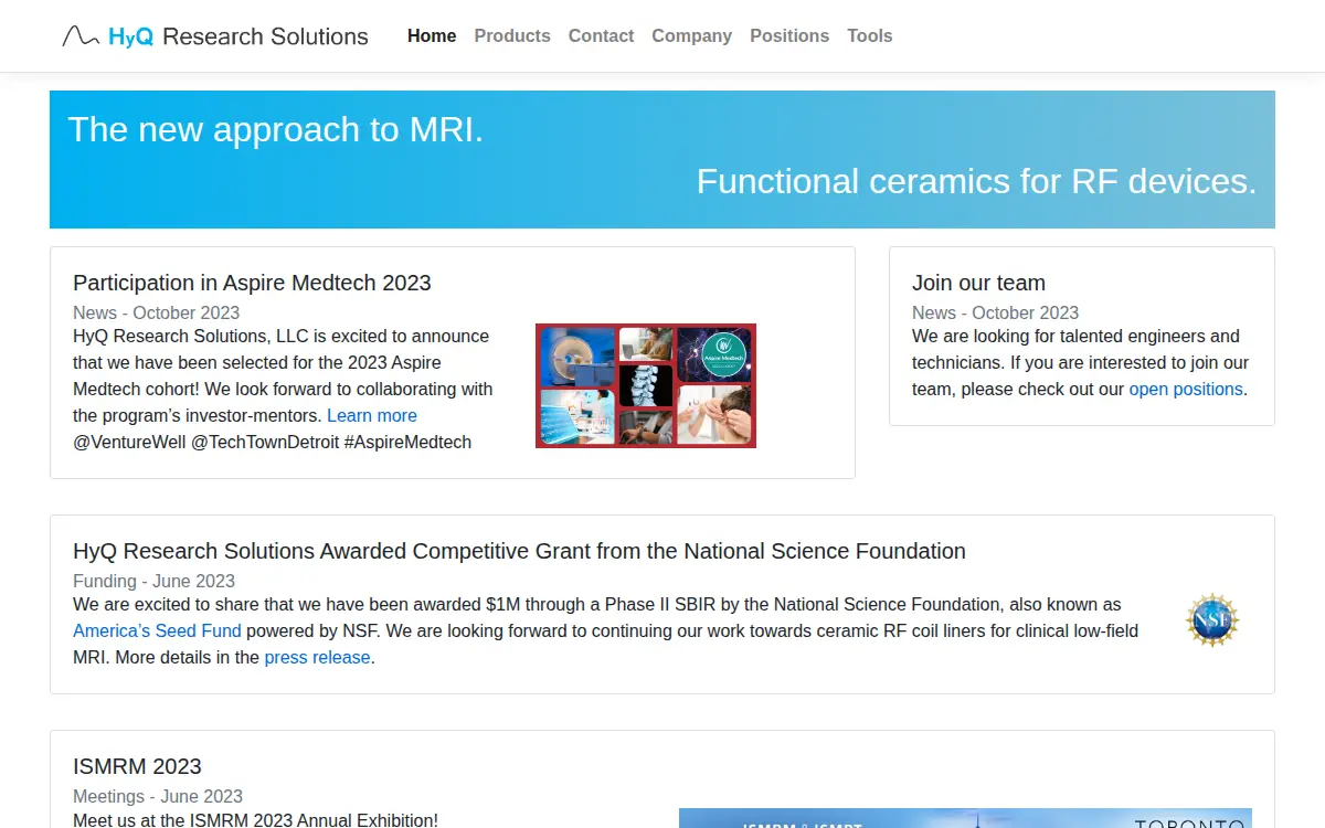 Homepage of Hyq Research Solutions, LLC