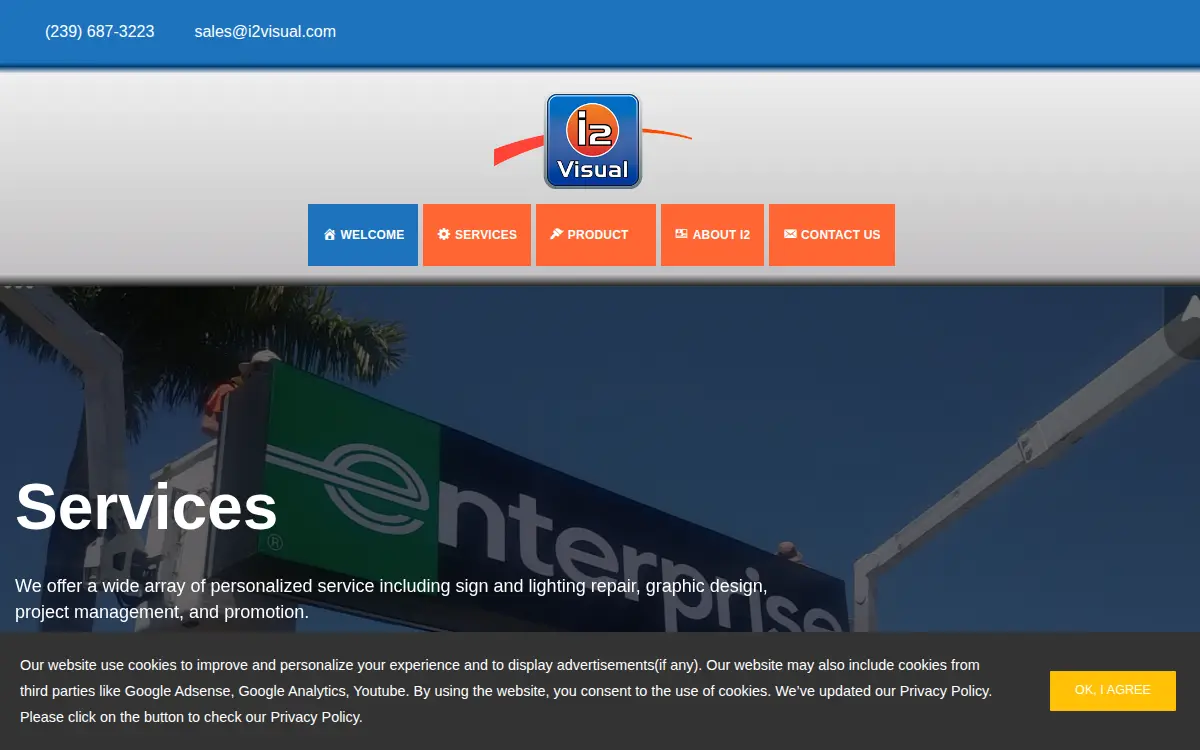 Homepage of I2 Visual, INC.