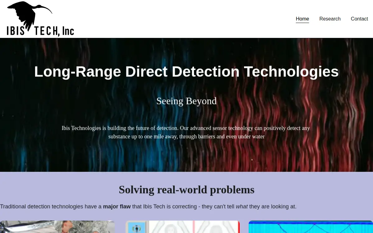 Homepage of Ibis Technologies, INC